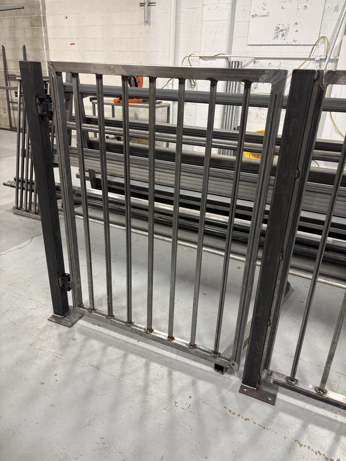 Pedestrian steel gate fabricated in shop