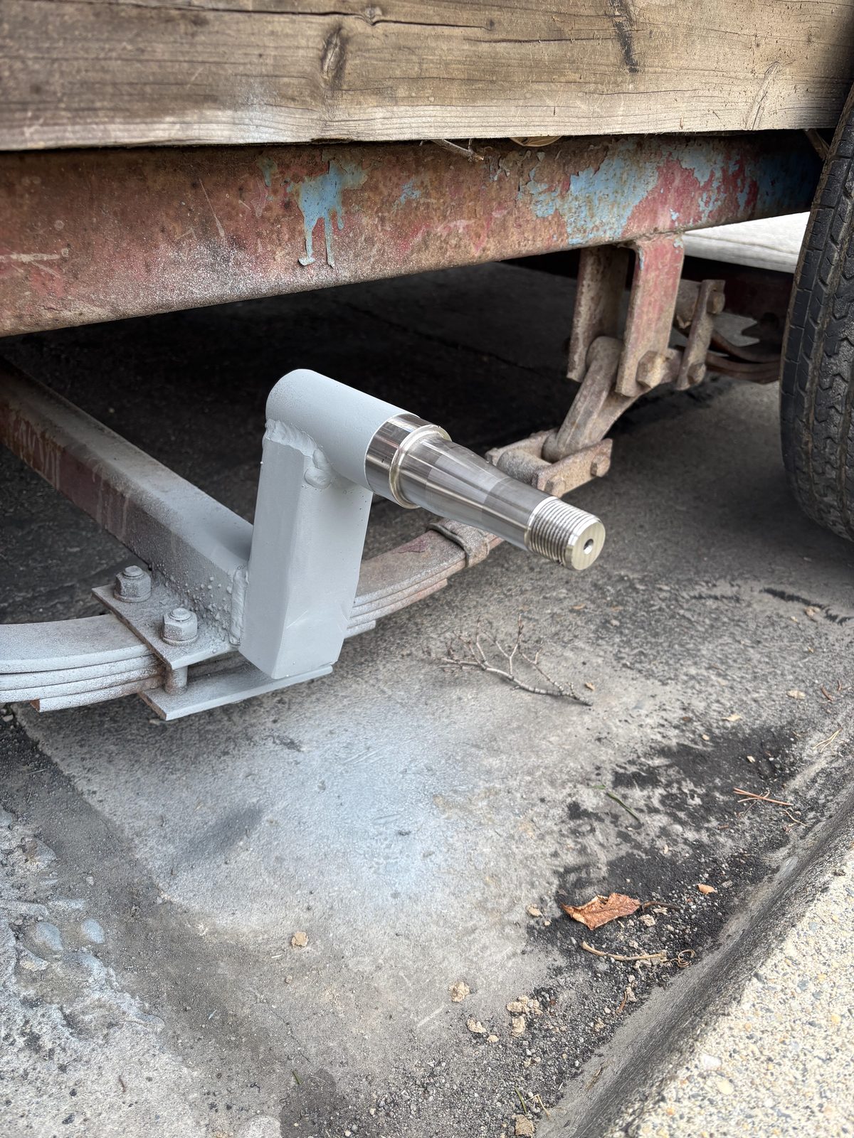 Mobile welding repair — trailer axle spindle weld